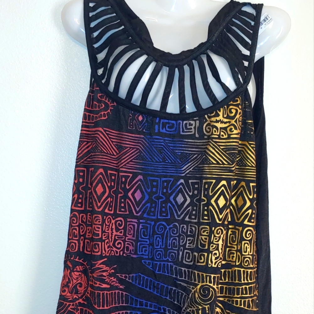 1x plus size METTALIC Gold black orange blouse